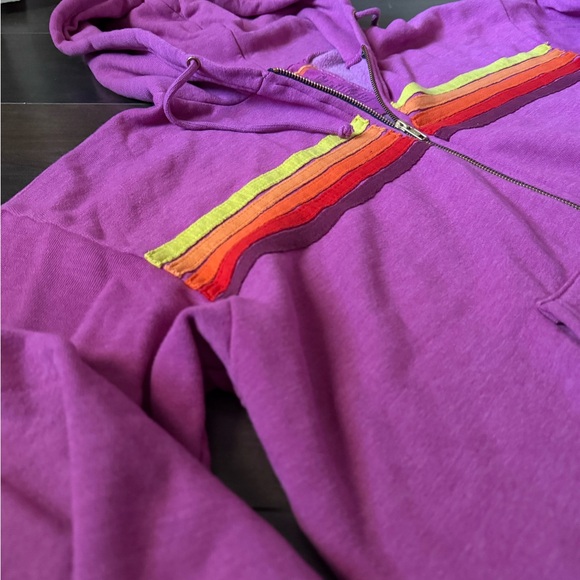 NWOT Aviator Nations 5 STRIPE RELAXED ZIP HOODIE - Picture 3 of 7